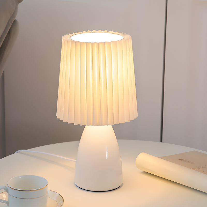 Fabric Pleated Shade Ins Glass 3 Step Dimming USB Nordic Retro Table Lamp