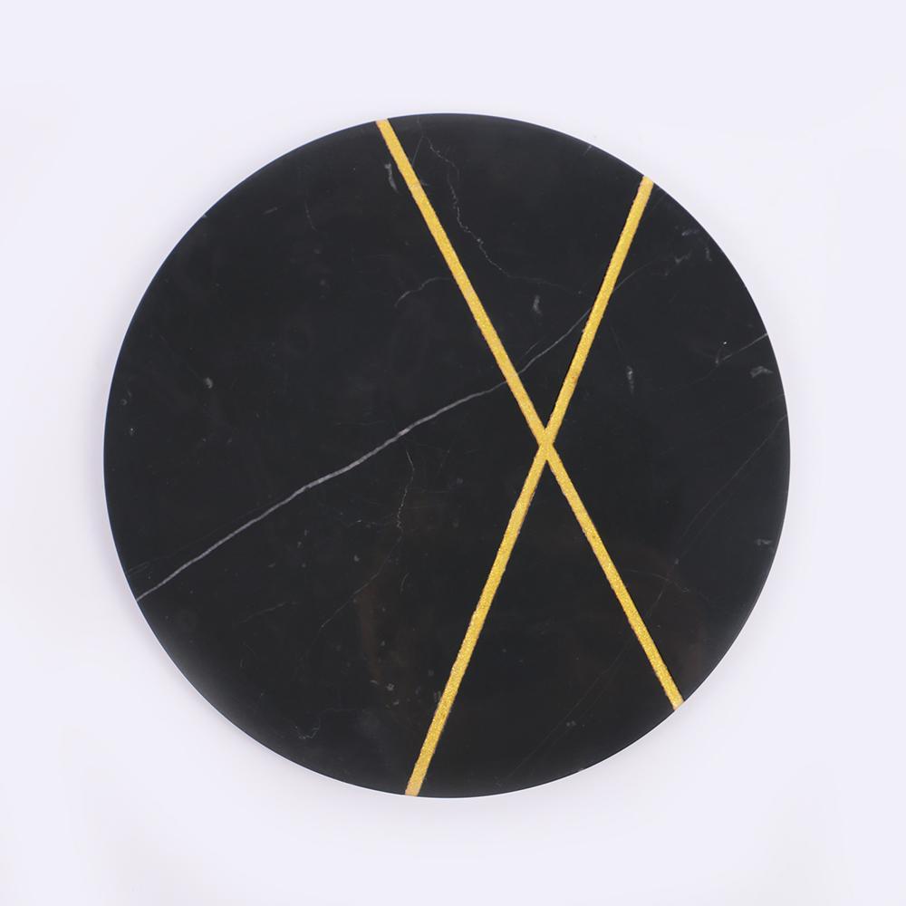 Marble Pastry Board Charcuterie Round Serving Party Platter Black