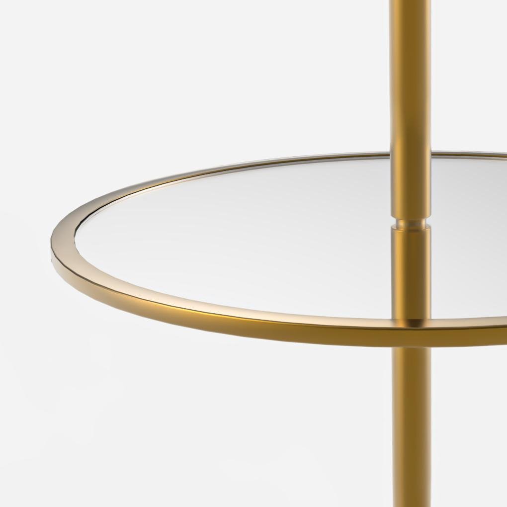 Moderne hohe Messing-Stehlampe mit Regalen