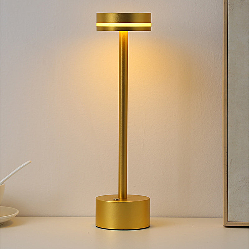 Lampe de table moderne rechargeable par USB à intensité variable en aluminium ronde à commande tactile