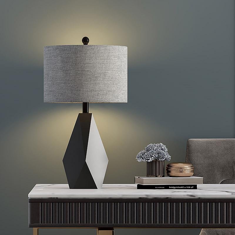 Lampe de table de chevet moderne à échelle grise du milieu du siècle 21'' 24''