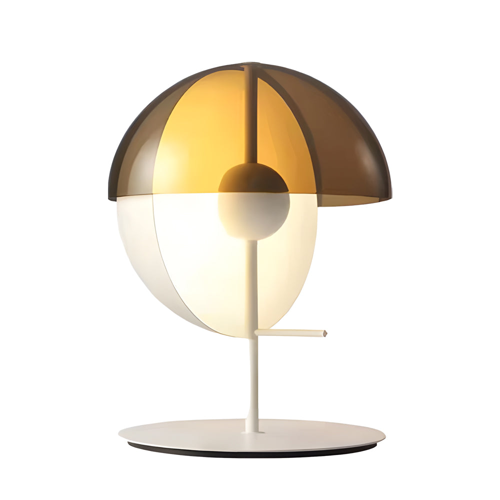 Lampe de table Theia avec demi-sphère verticale et abat-jour fumé horizontal