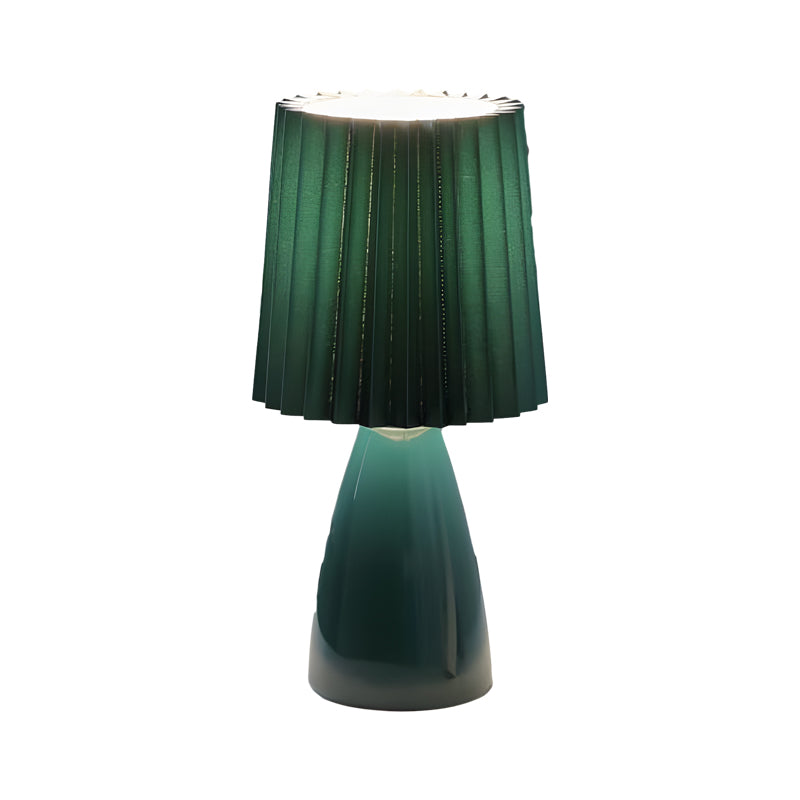 Fabric Pleated Shade Ins Glass 3 Step Dimming USB Nordic Retro Table Lamp
