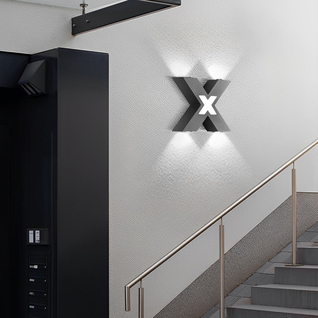 X-Form kreative wasserdichte LED schwarz moderne Außenwandleuchte Außenleuchten