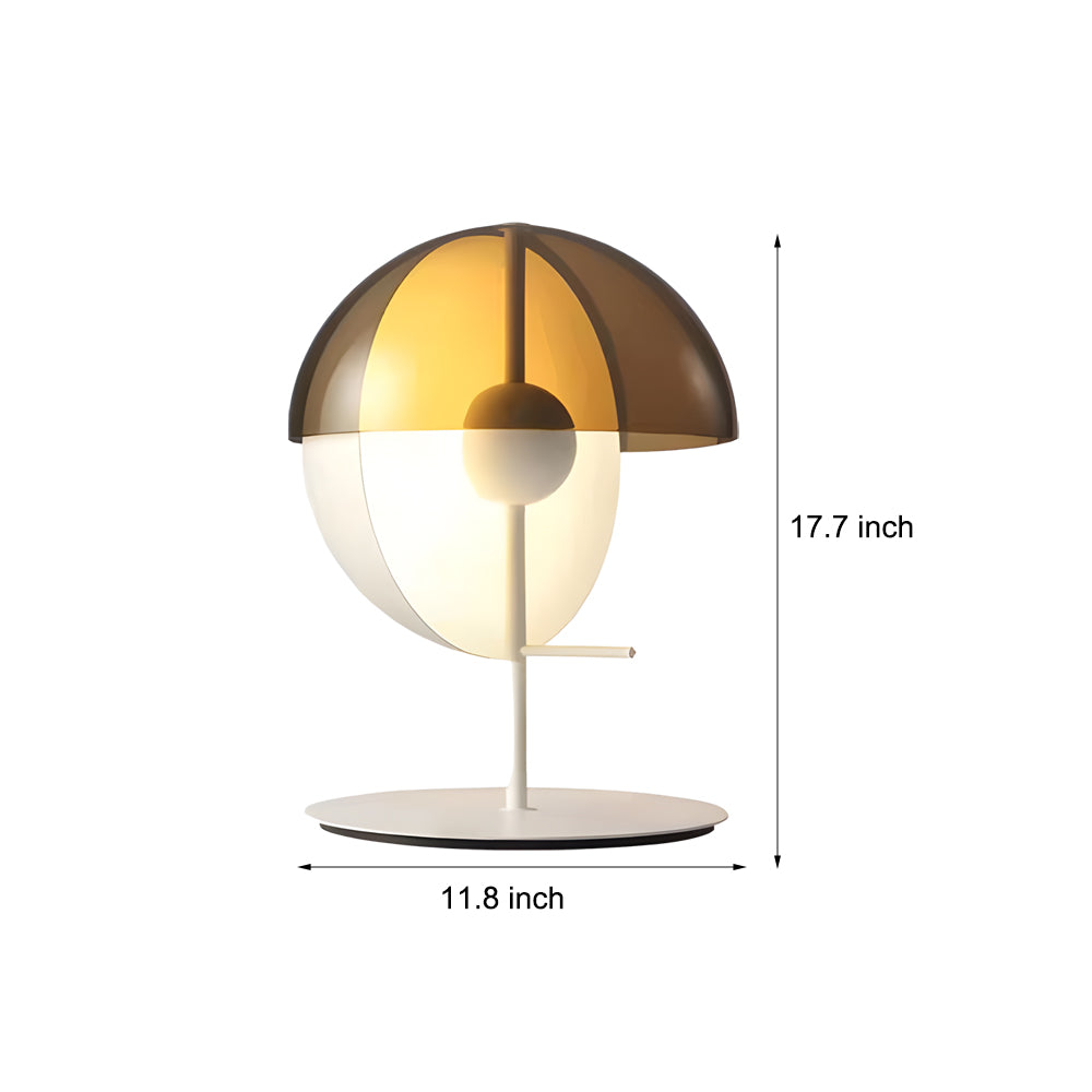 Lampe de table Theia avec demi-sphère verticale et abat-jour fumé horizontal