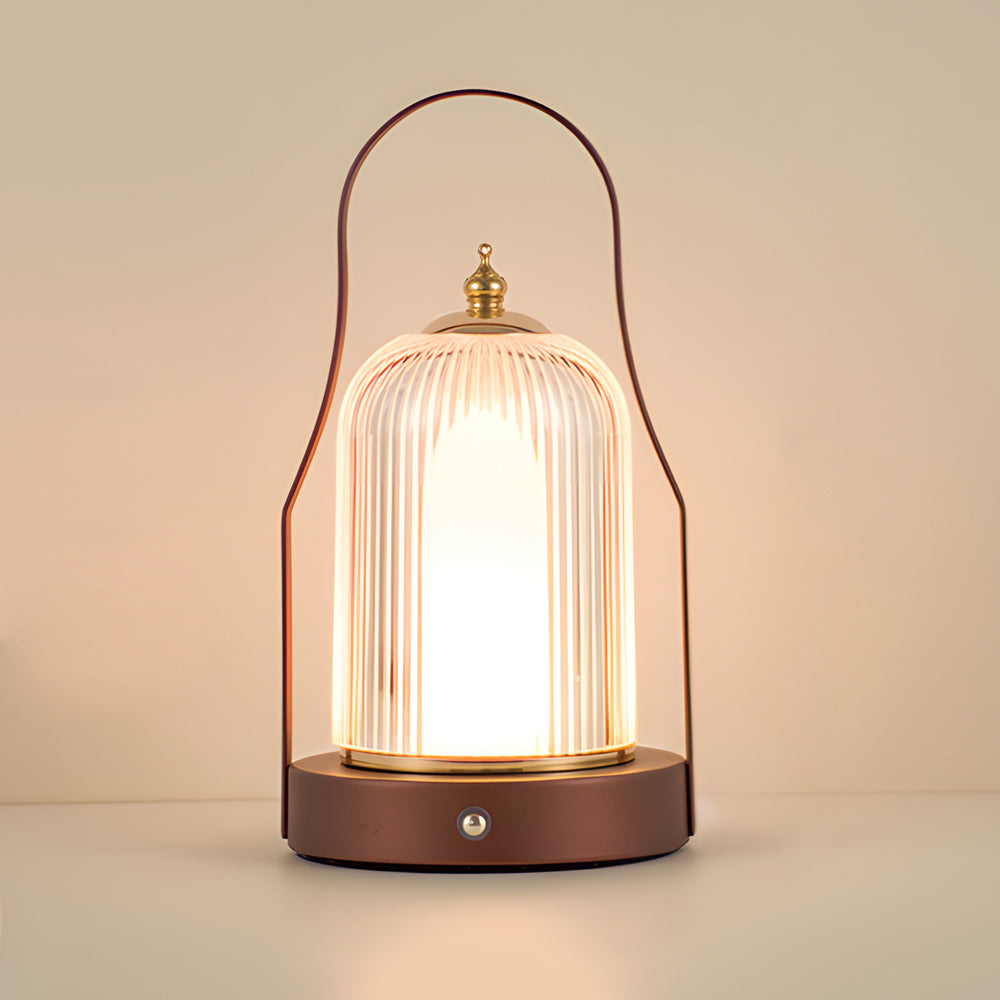 Lampe de table lanterne à poignée portable LED intégrée éclairage à intensité variable à 3 voies
