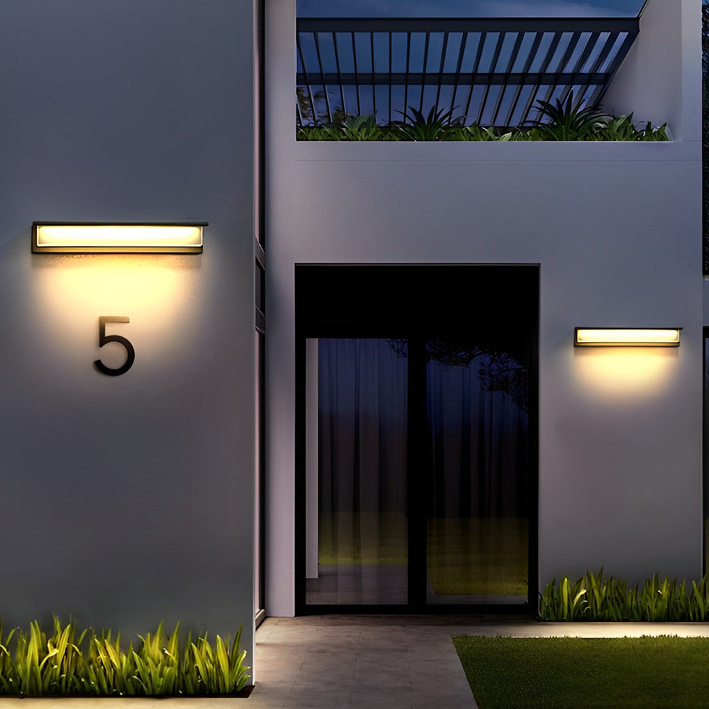 Minimalistische rechteckige wasserdichte LED moderne Solar-Wandleuchte Außenleuchten
