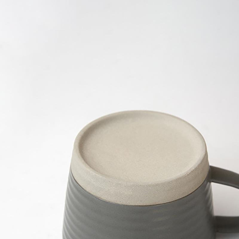 Rustic White and Gray Ceramic Coffee Tea Mug Cup Saucer
