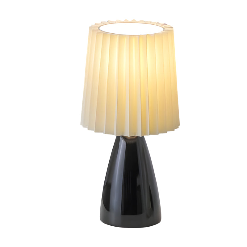 Fabric Pleated Shade Ins Glass 3 Step Dimming USB Nordic Retro Table Lamp