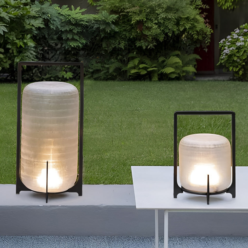 Portable Lantern Shaped Glass Waterproof LED Modern Outdoor Lights