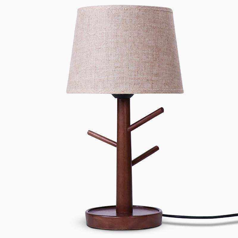 LED Base en bois de caoutchouc veilleuse lampes de Table lampes de bureau lampes de chevet