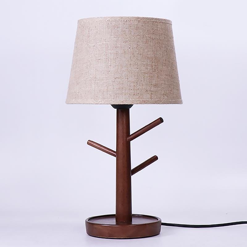 LED Base en bois de caoutchouc veilleuse lampes de Table lampes de bureau lampes de chevet