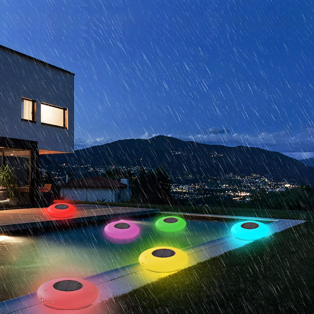 Runde bunte RGB-LED-wasserdichte, moderne Solar-Außenleuchten, Poolleuchten