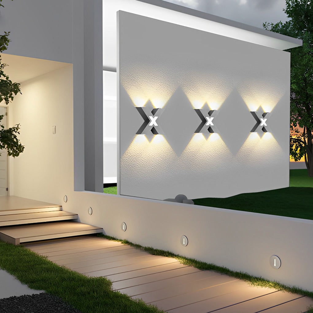 X-Form kreative wasserdichte LED schwarz moderne Außenwandleuchte Außenleuchten