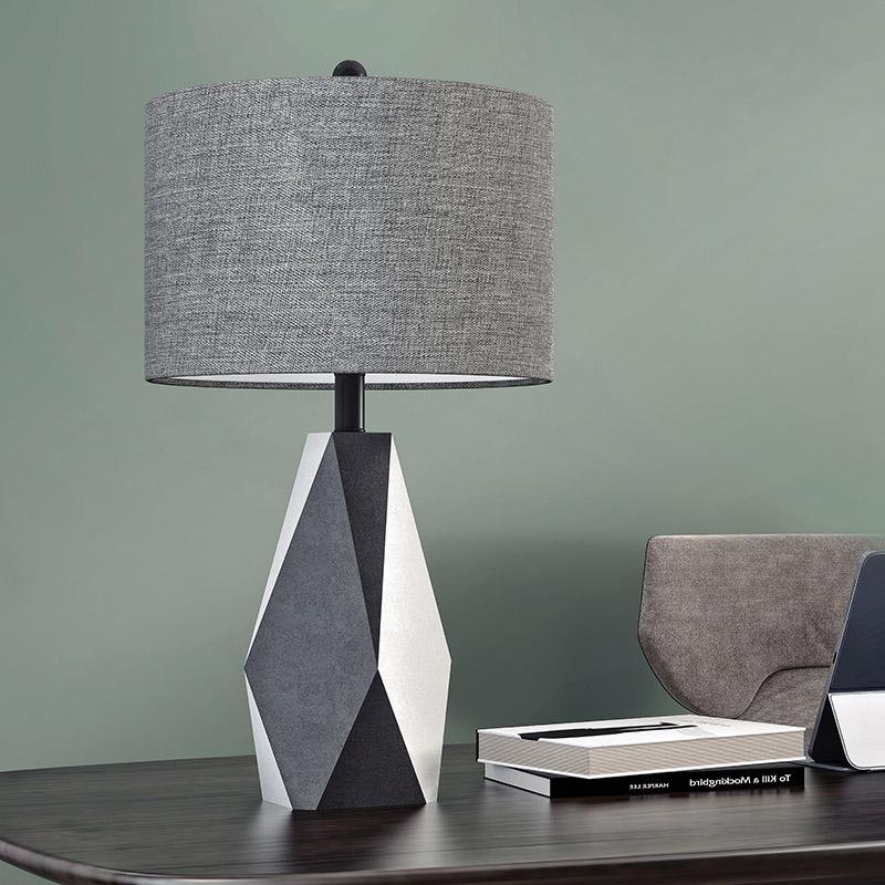 Lampe de table de chevet moderne à échelle grise du milieu du siècle 21'' 24''