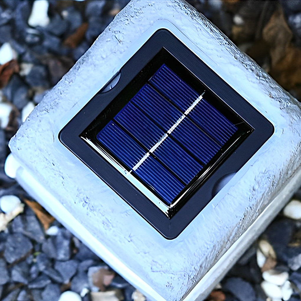 Lampe de jardin de lumières extérieures solaires modernes LED imperméables en pierre de résine carrée