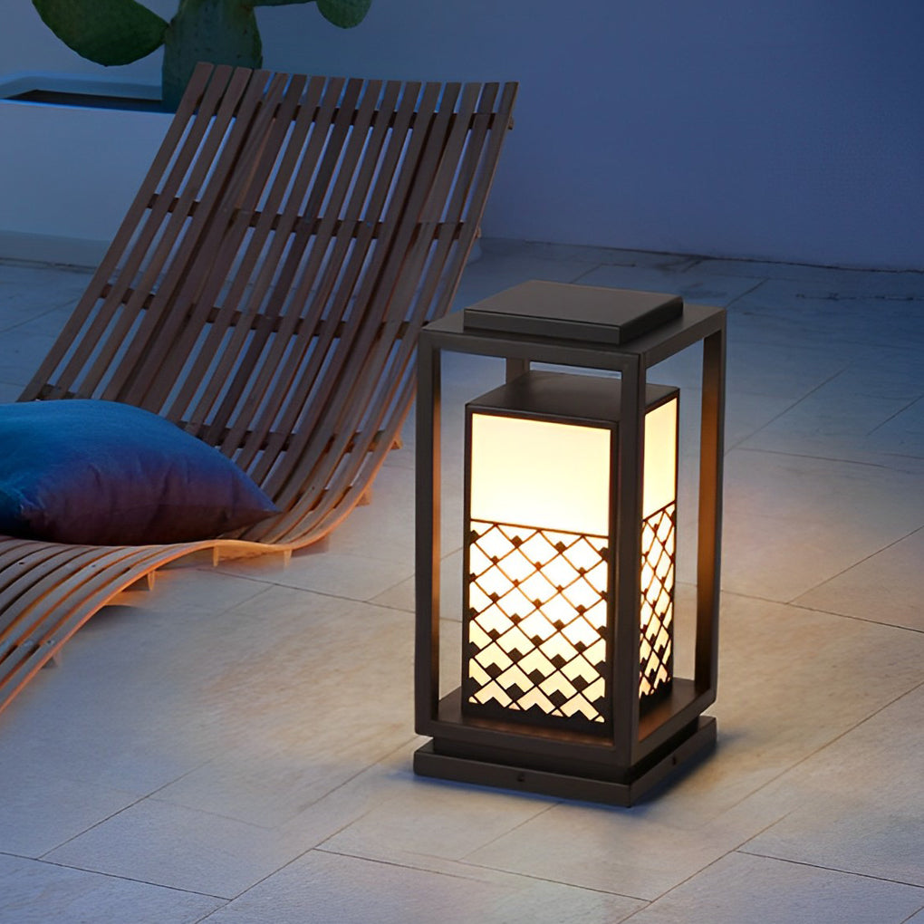 Lanterne rétro étanche LED noire, lampe d'extérieur moderne pour pelouse, lampes solaires