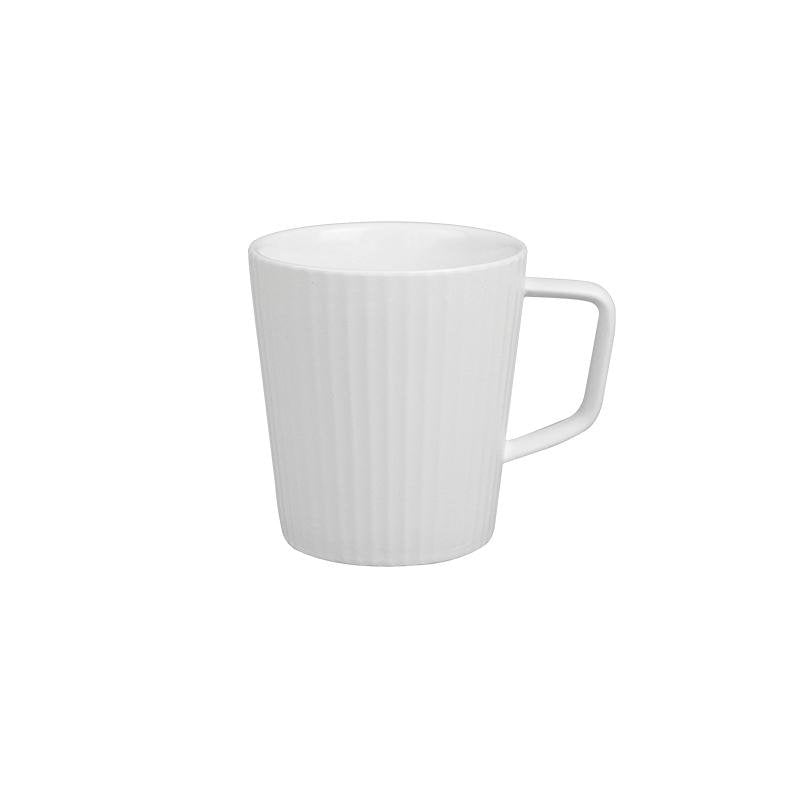 Rustic White and Gray Ceramic Coffee Tea Mug Cup Saucer