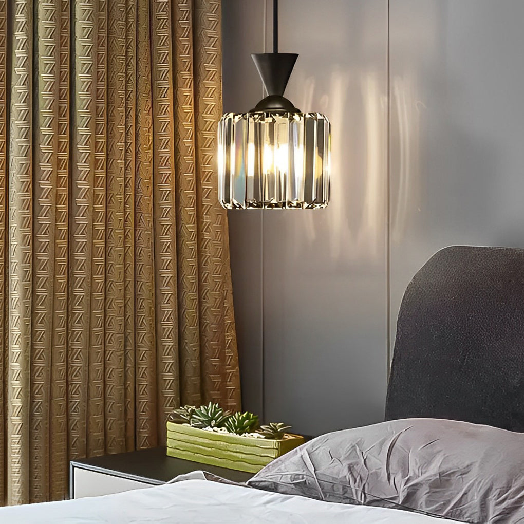 Runde, quadratische, dreistufige, dimmbare, moderne Pendelleuchte aus Metallkristall