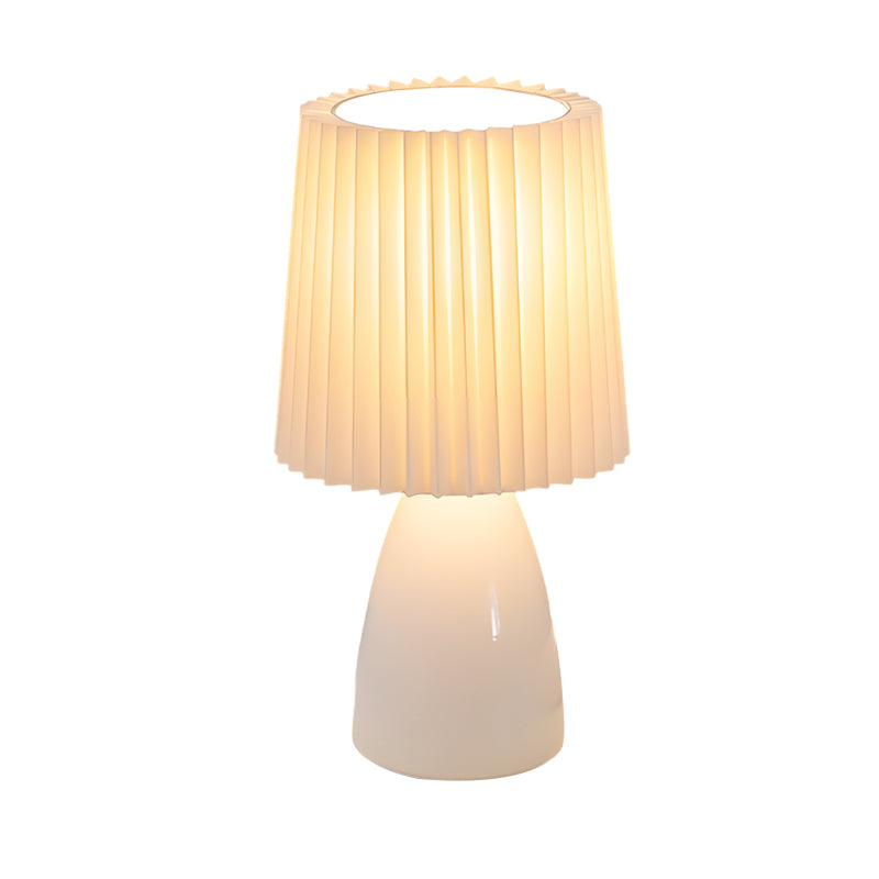 Fabric Pleated Shade Ins Glass 3 Step Dimming USB Nordic Retro Table Lamp