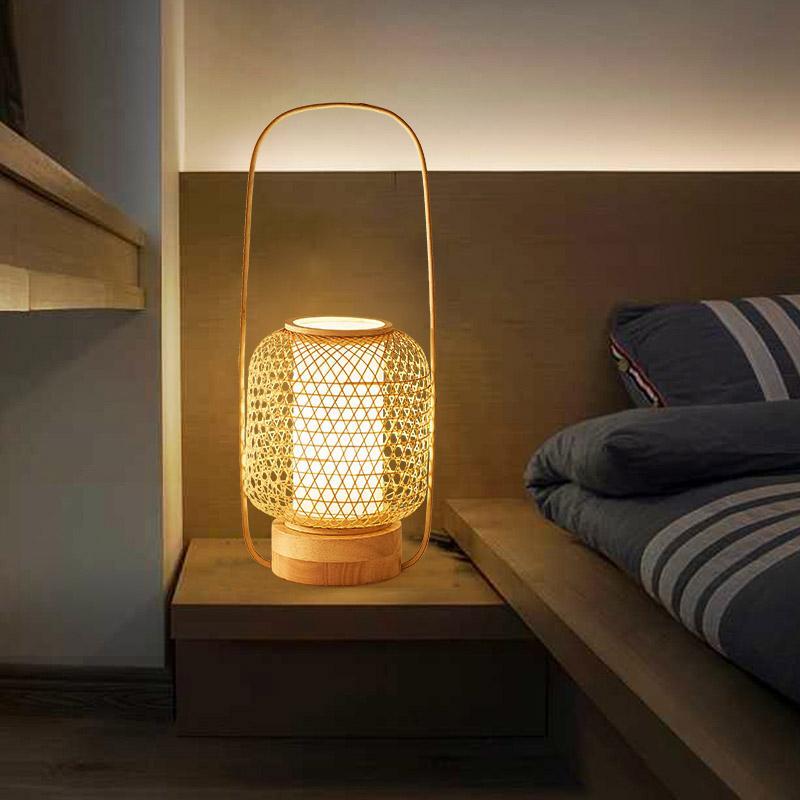Lampe de table de chevet en bambou avec port USB Farmhouse