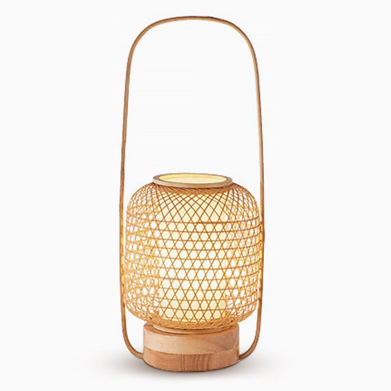 Lampe de table de chevet en bambou avec port USB Farmhouse