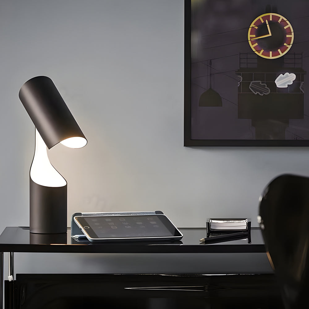 Cylindre en métal créatif prise américaine noir lampe de Table post-moderne veilleuses