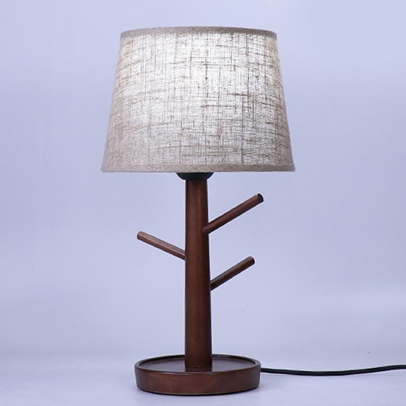 LED Base en bois de caoutchouc veilleuse lampes de Table lampes de bureau lampes de chevet