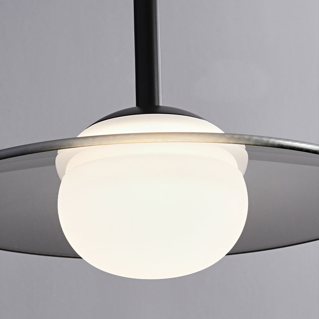 Minimalistischer Glas-UFO-LED-Schwarz-Nordic-Kronleuchter, Küchen-Pendelleuchte
