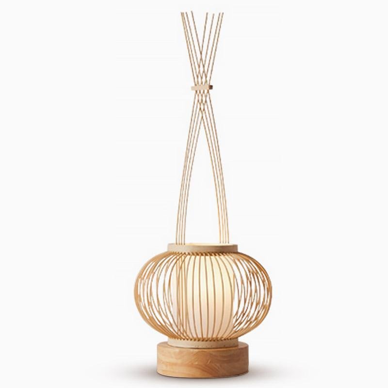 Lampe de table de chevet en bambou avec port USB Farmhouse