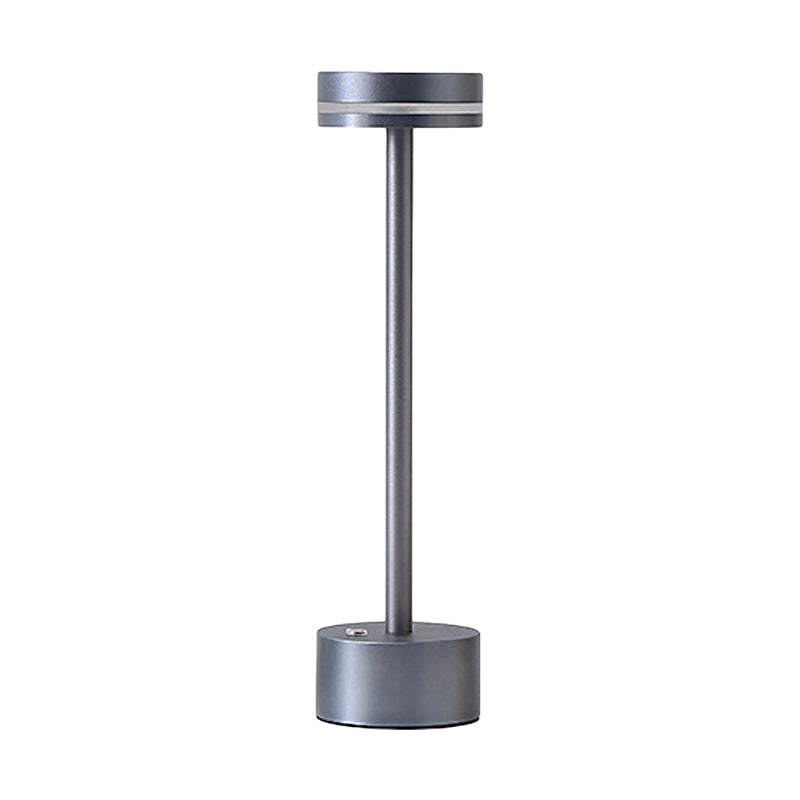 Lampe de table moderne rechargeable par USB à intensité variable en aluminium ronde à commande tactile